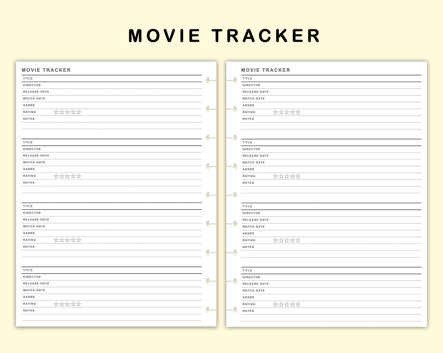 Classic HP Inserts - Movie Tracker