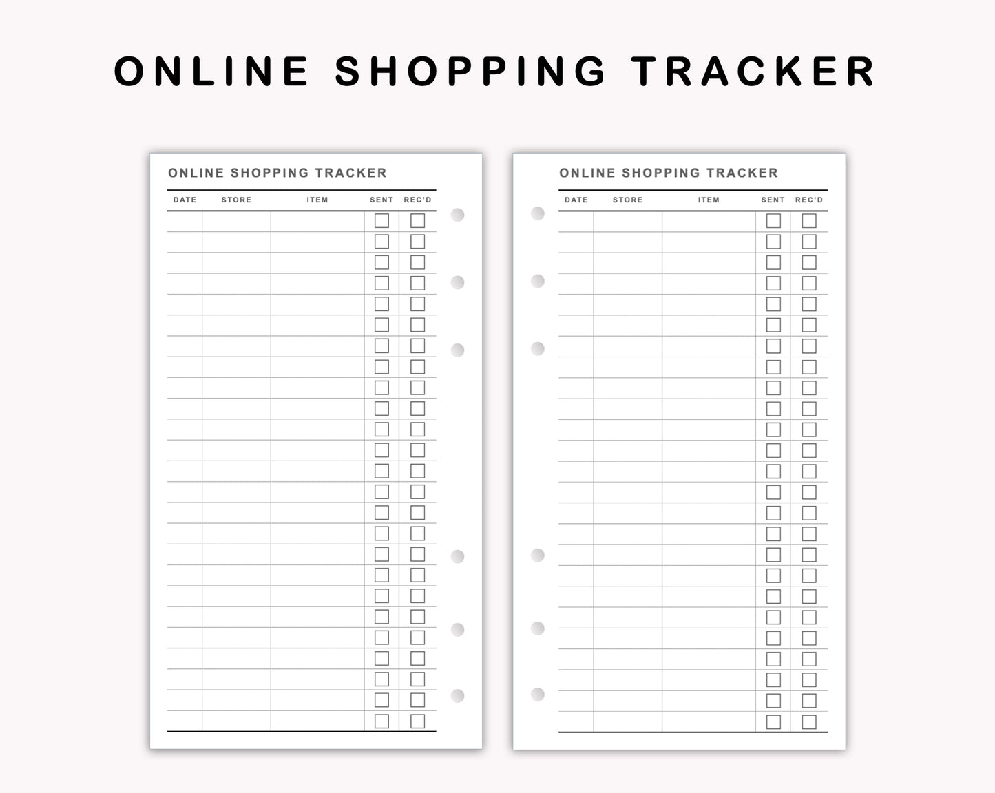 Personal Inserts - Online Shopping Tracker