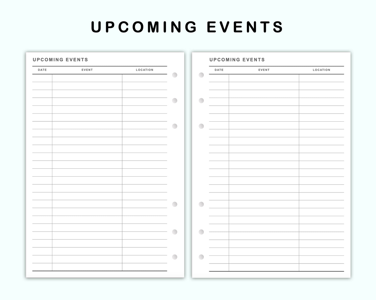 Personal Wide Inserts - Upcoming Event