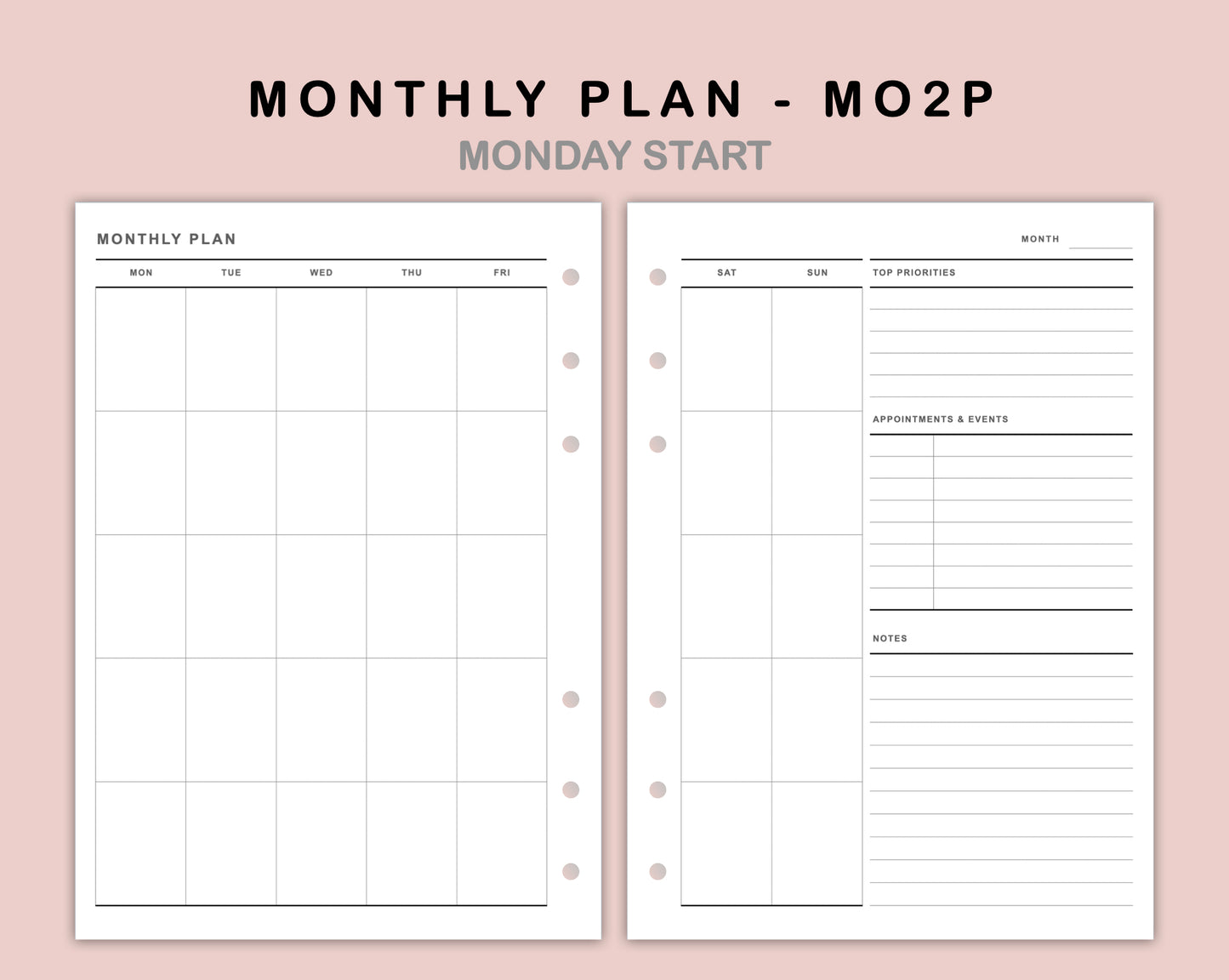 B6 Inserts - Monthly Plan - MO2P - with Top Priority