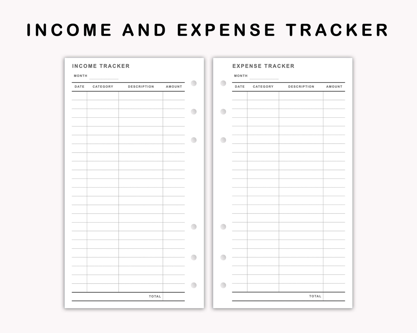 Personal Inserts - Income and Expense Tracker