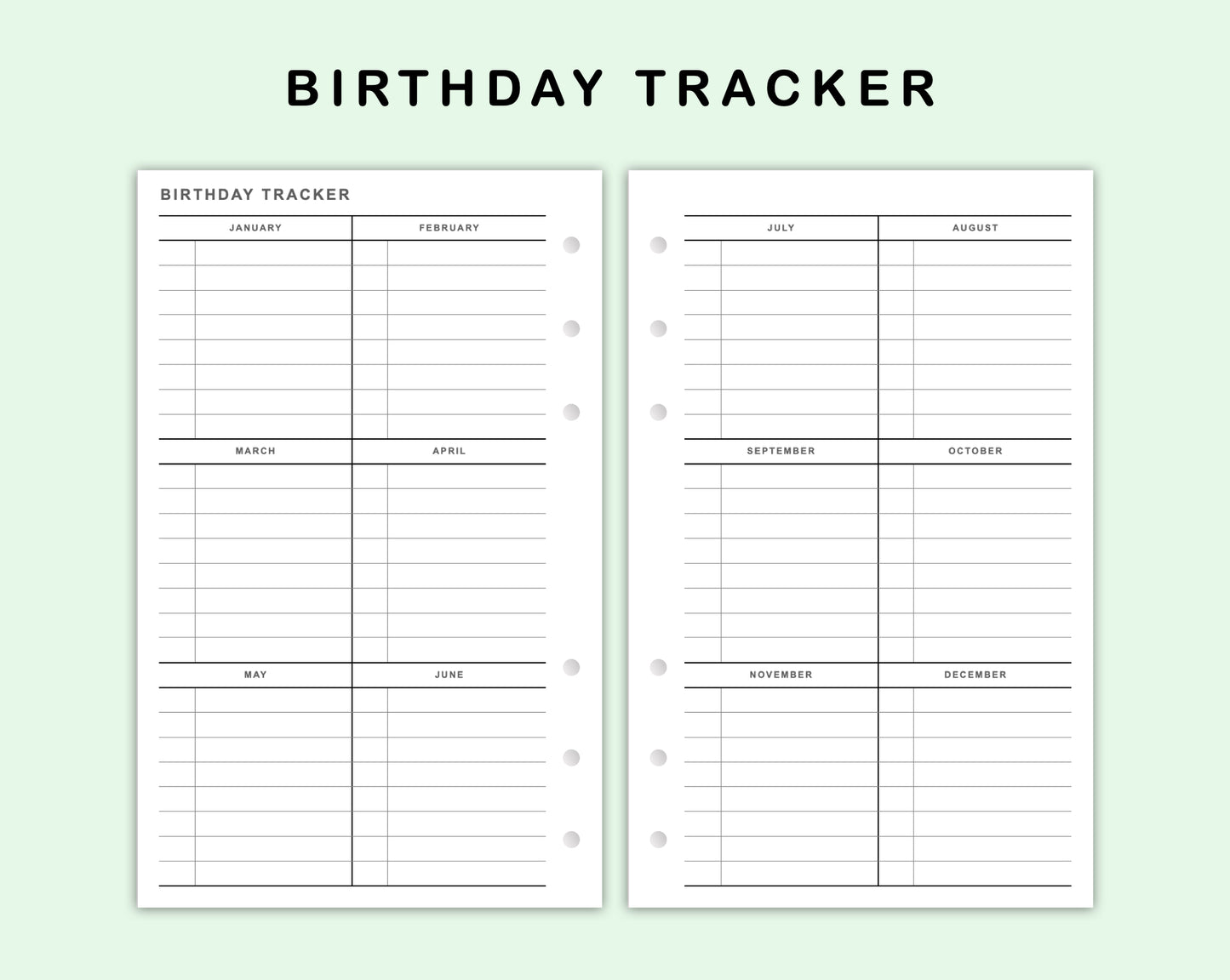 FC Compact Inserts - Birthday Tracker