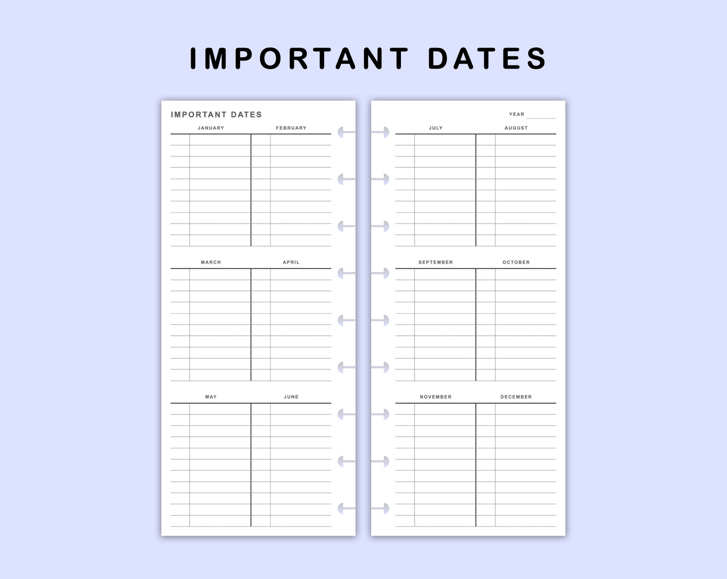 Skinny Classic HP Inserts - Importanat Dates