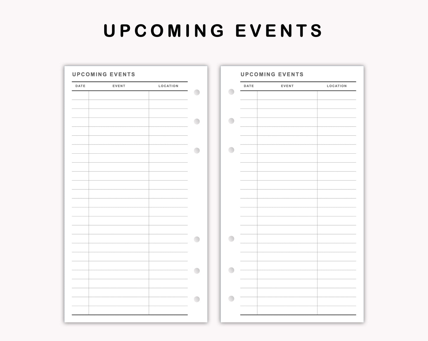 Personal Inserts - Upcoming Event