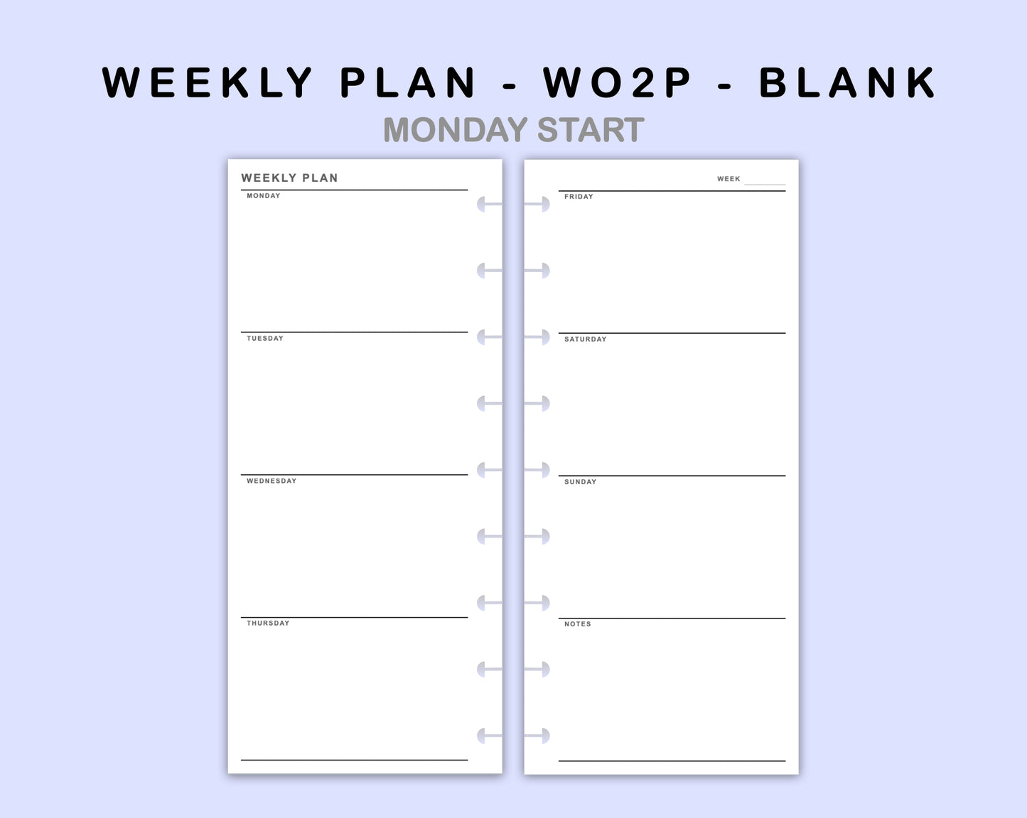 Skinny Classic HP Inserts - Weekly Plan - WO2P - Blank