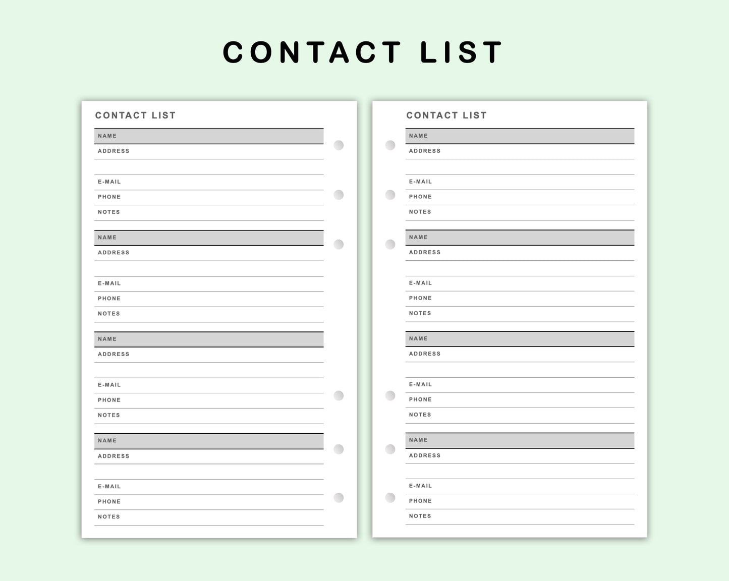 FC Compact Inserts - Contact List