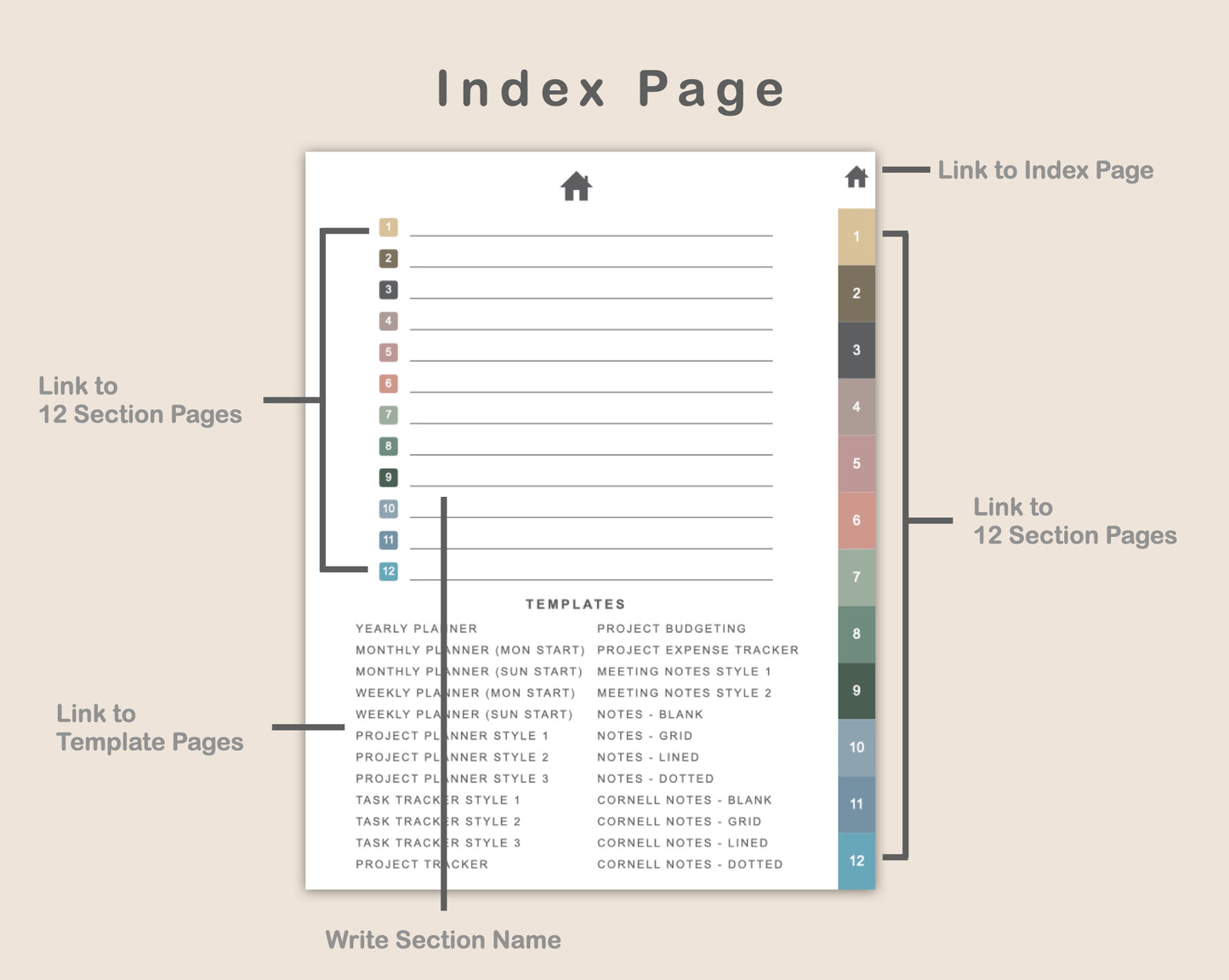 Digital Project Planner - Portrait - Muted