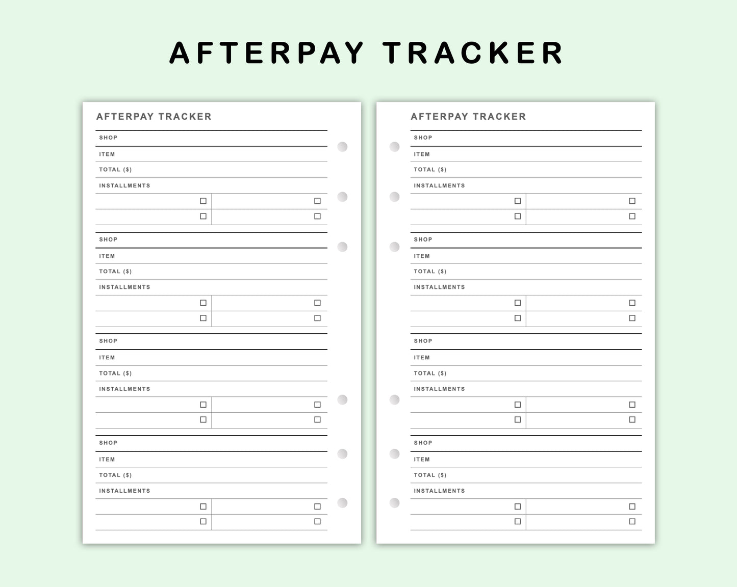 FC Compact Inserts - Afterpay Tracker