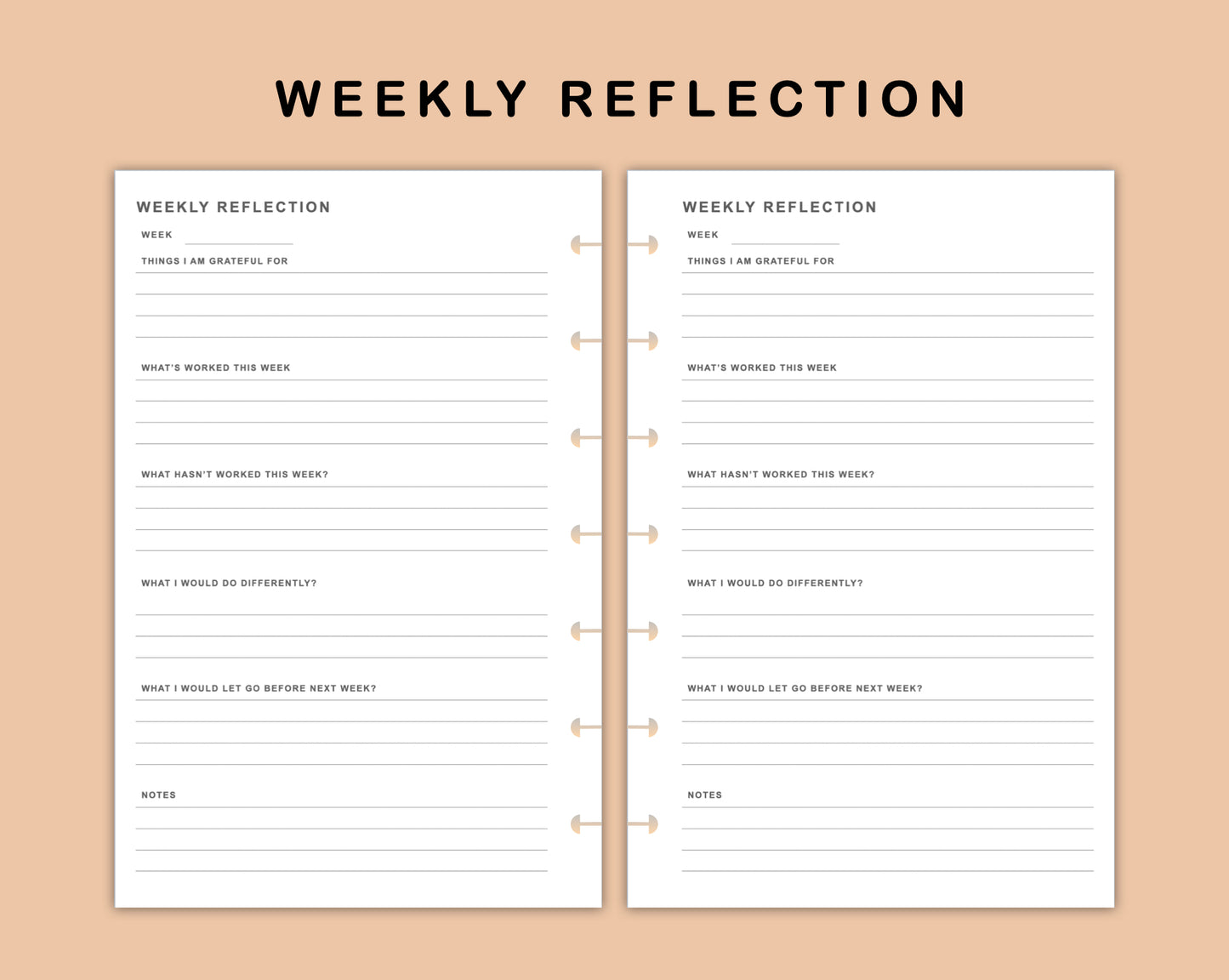 Mini Happy Planner Inserts - Weekly Reflection