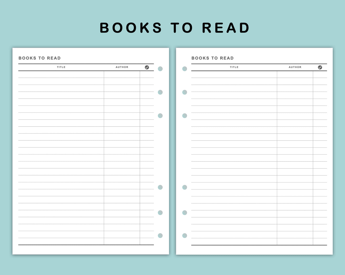B6 Wide Inserts - Books to read