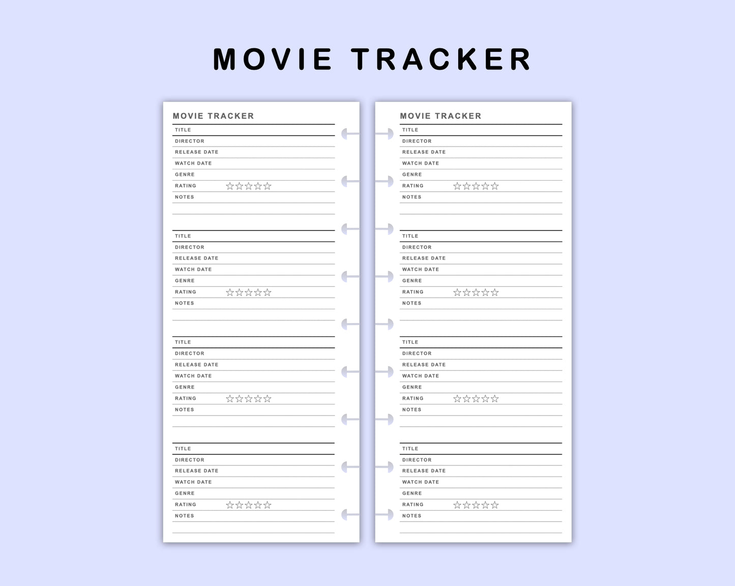 Skinny Classic HP Inserts - Movie Tracker