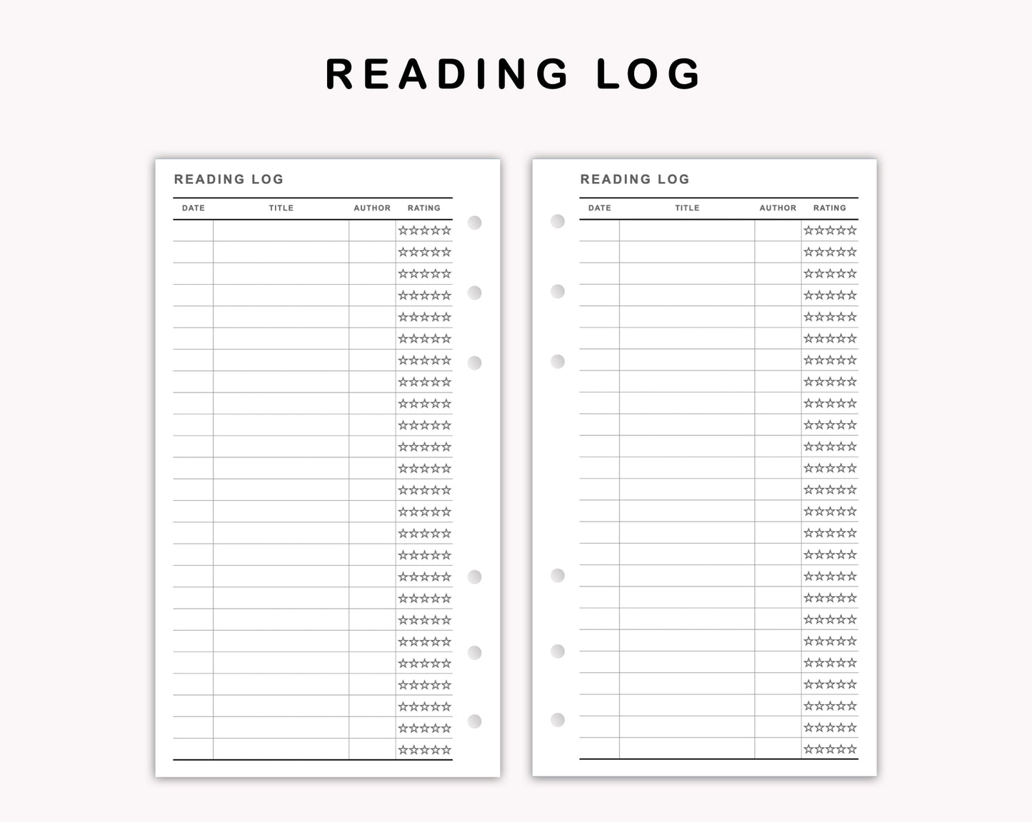 Personal Inserts - Reading Log