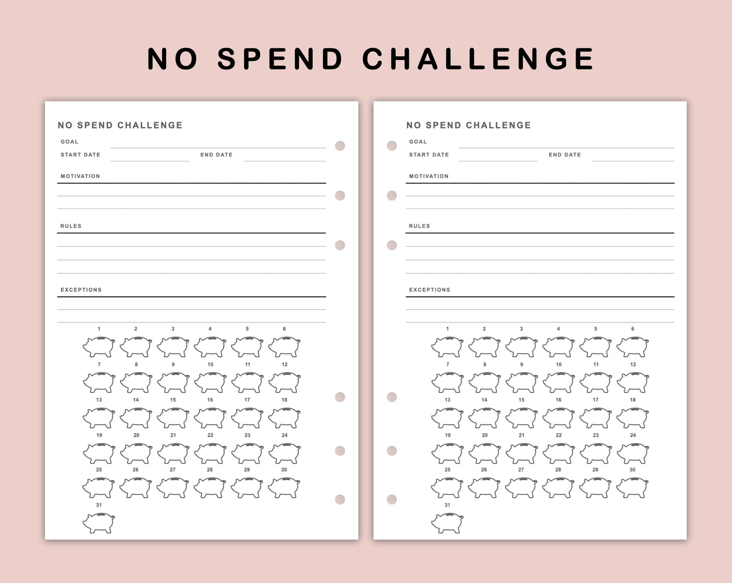 B6 Inserts - No Spend Challenge