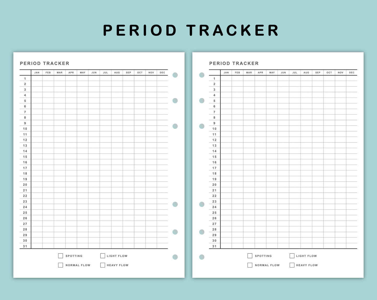 B6 Wide Inserts - Period Tracker