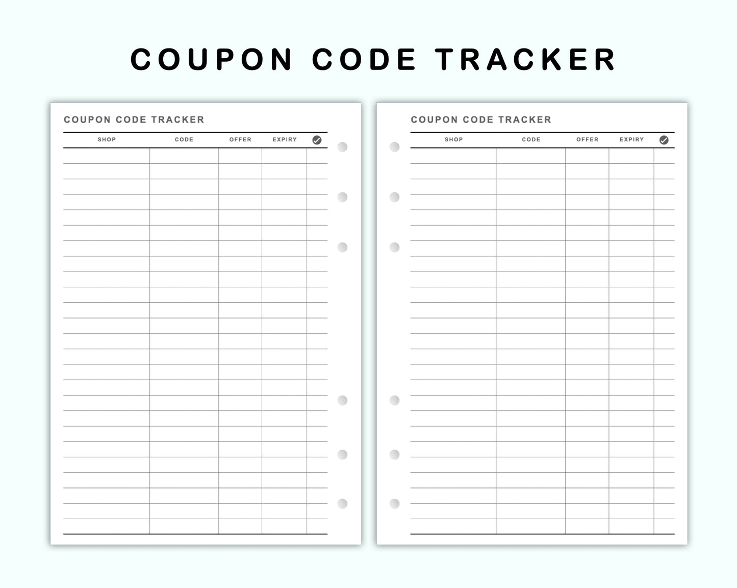 Personal Wide Inserts - Coupon Code Tracker