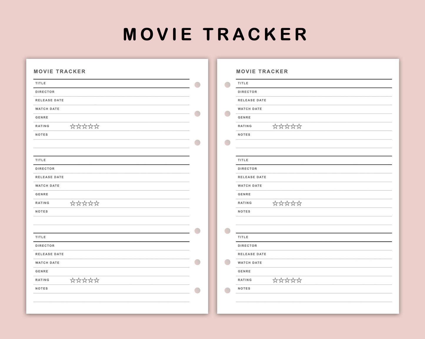 B6 Inserts - Movie Tracker