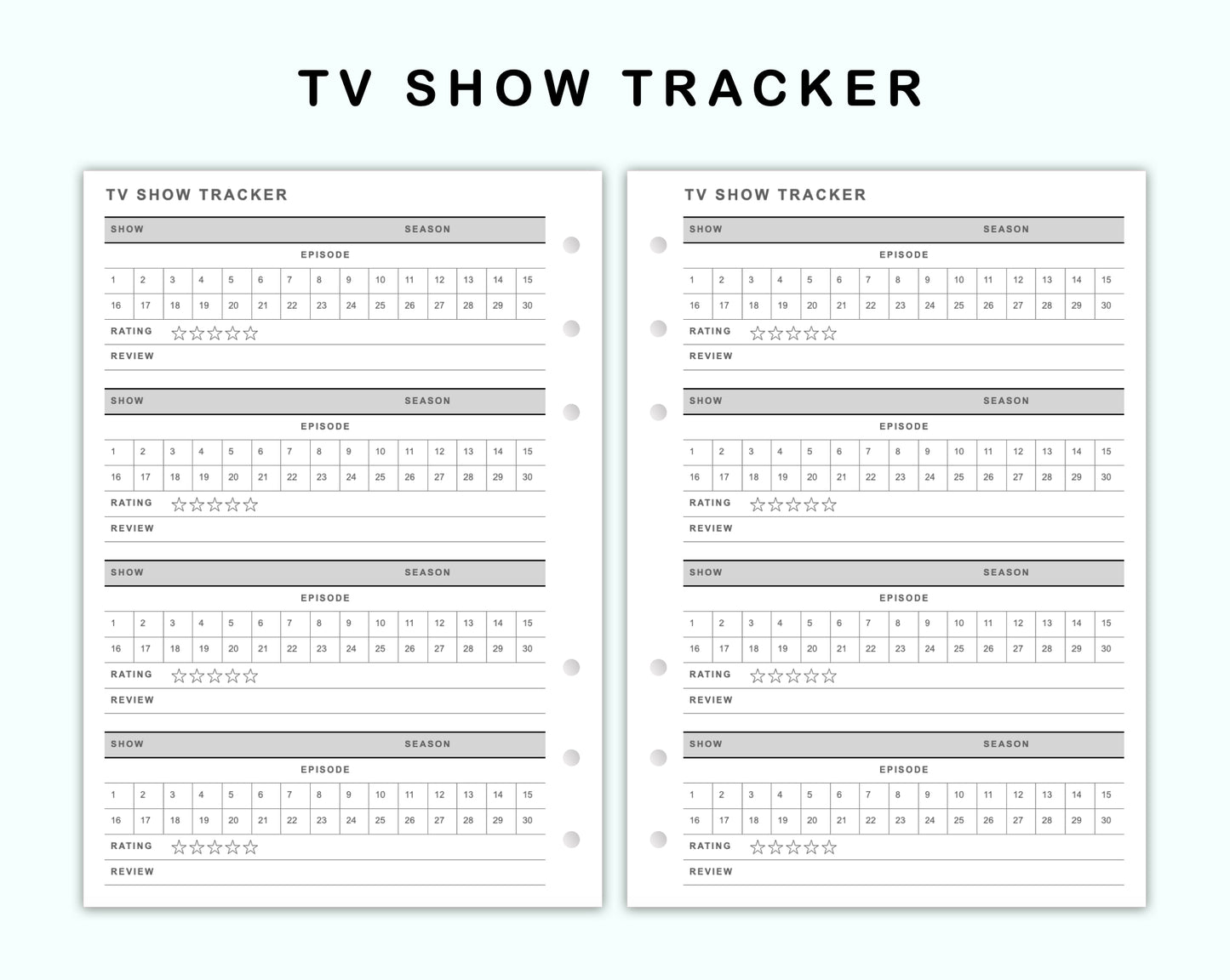 Personal Wide Inserts - TV Show Tracker