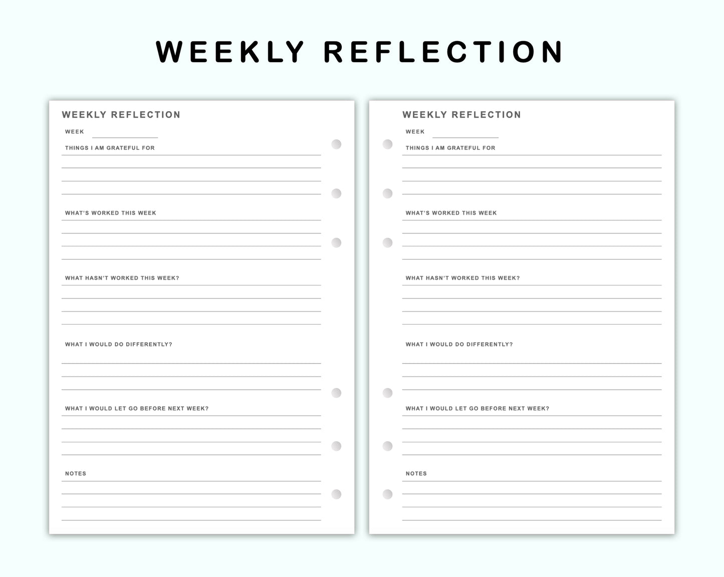 Personal Wide Inserts - Weekly Reflection