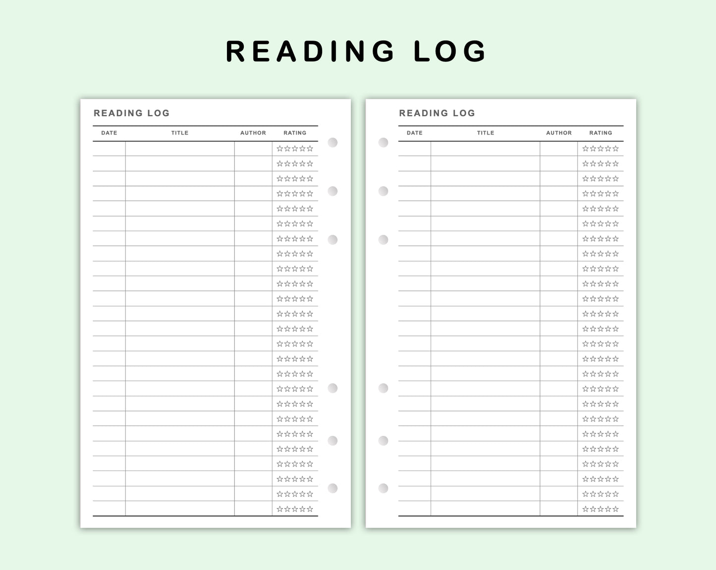 FC Compact Inserts - Reading Log
