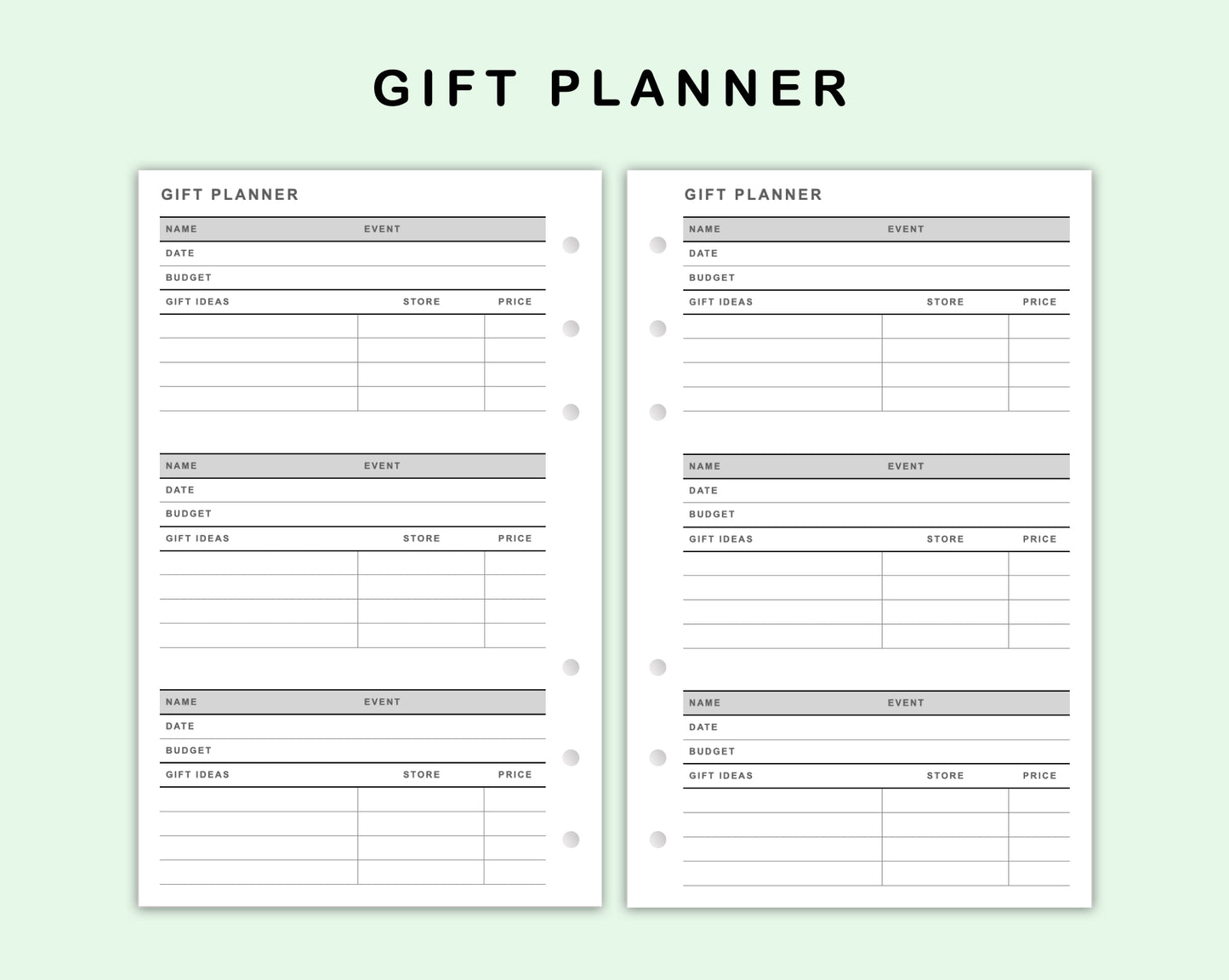 FC Compact Inserts - Gift Planner