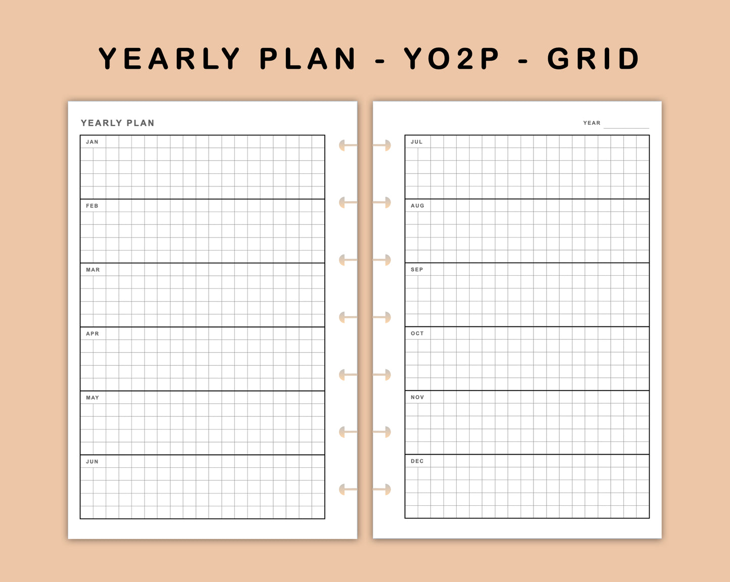 Mini Happy Planner Inserts - Yearly Plan - YO2P - Grid
