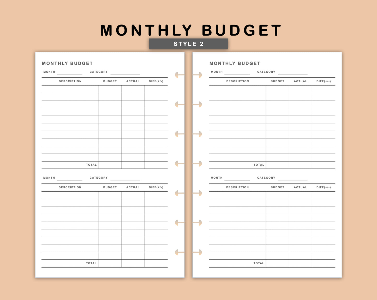Mini Happy Planner Inserts - Monthly Budget