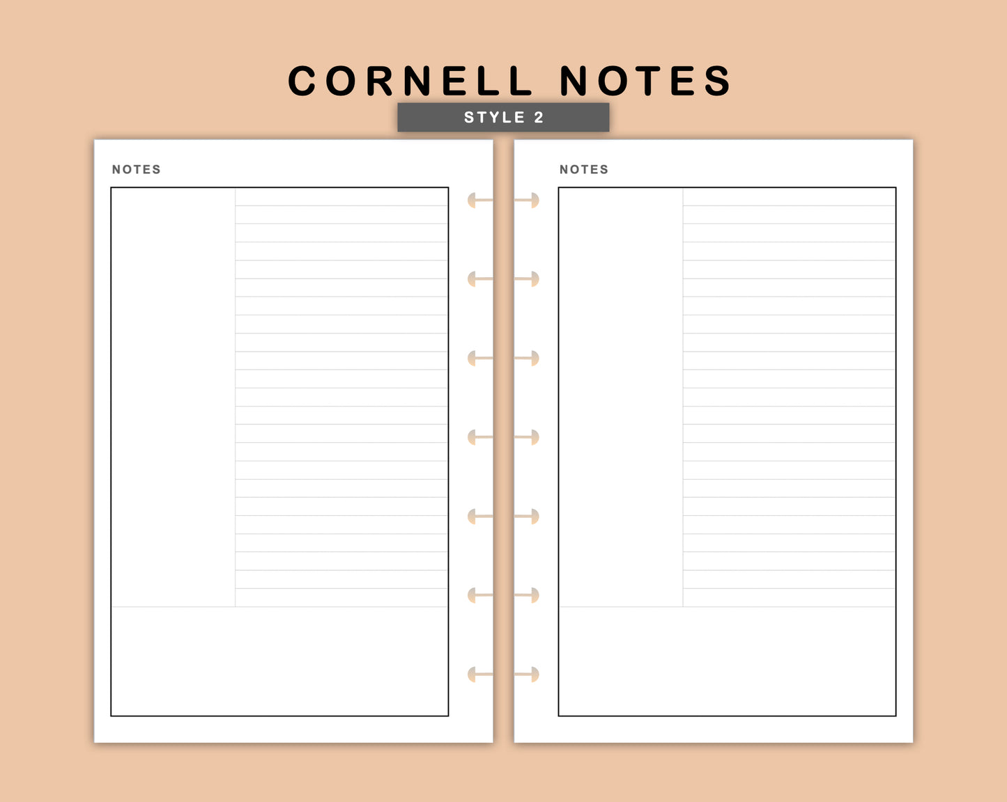 Mini Happy Planner Inserts - Cornell Notes