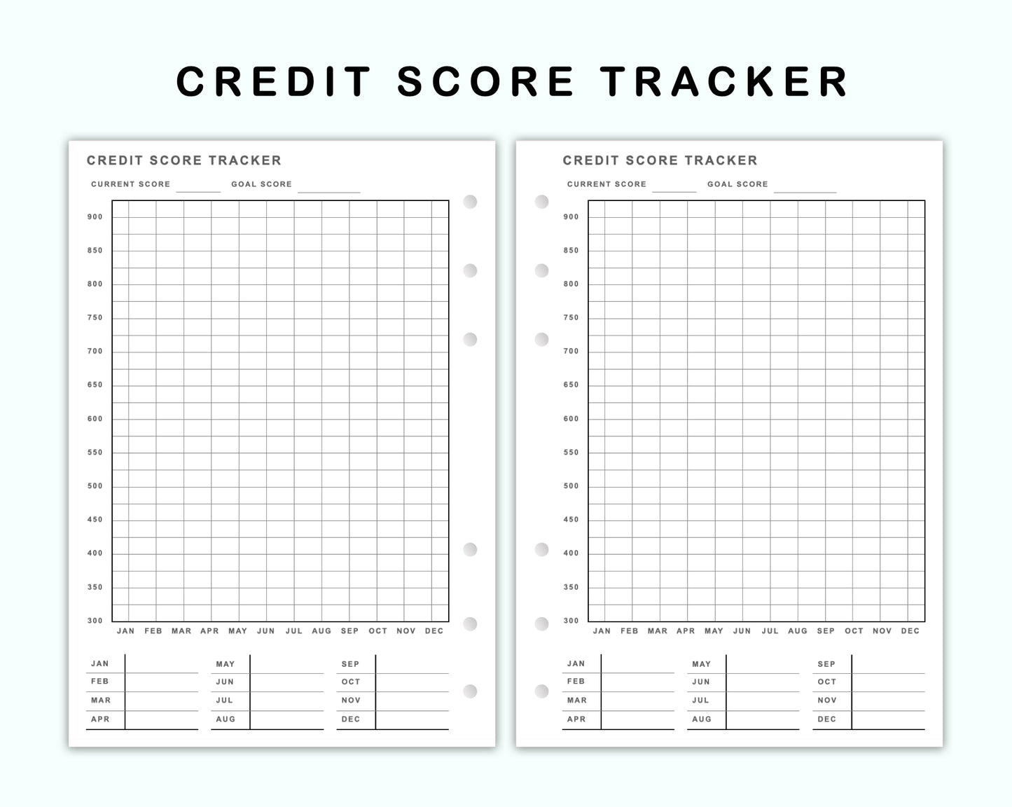Personal Wide Inserts - Credit Score Tracker