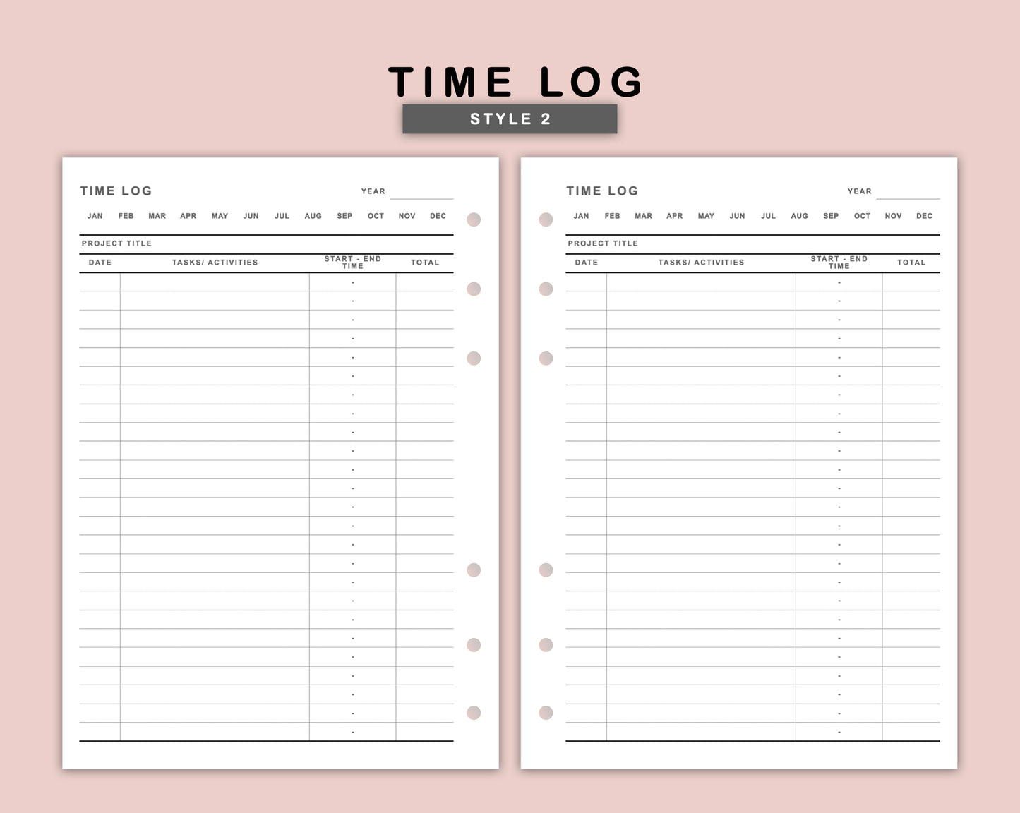 B6 Inserts - Time Log