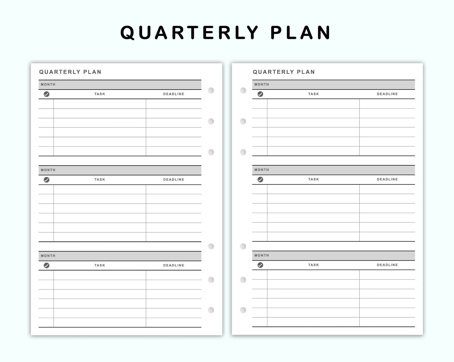 Personal Wide Inserts - Quarterly Plan