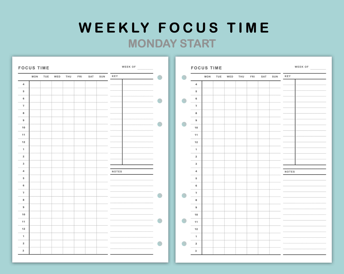 B6 Wide Inserts - Weekly Focus Time