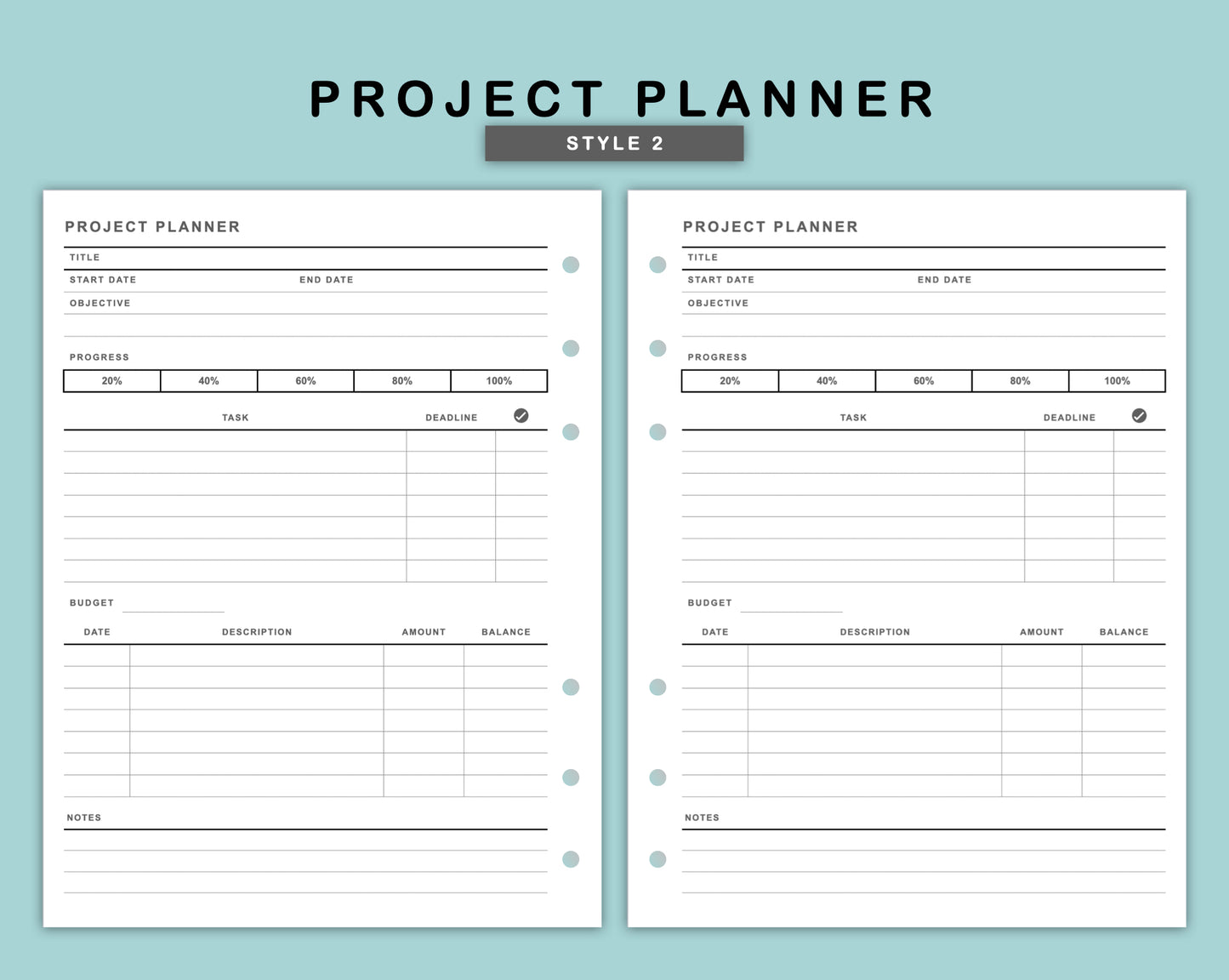 B6 Wide Inserts - Project Planner