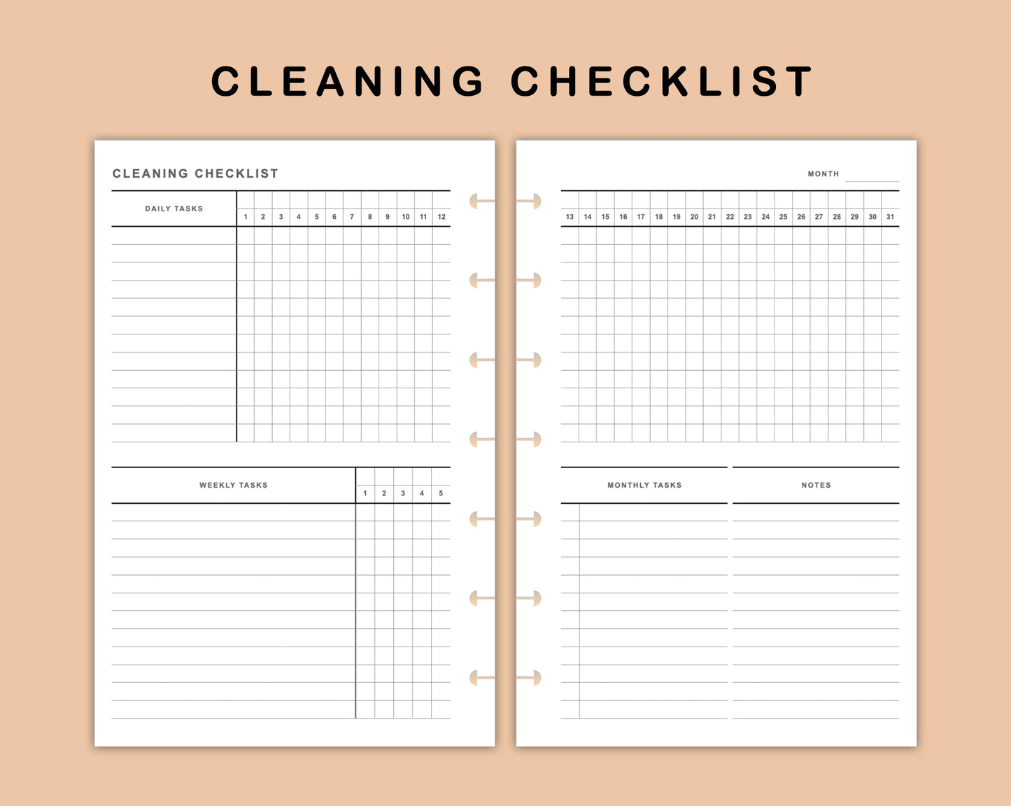 Mini Happy Planner Inserts - Cleaning Checklist