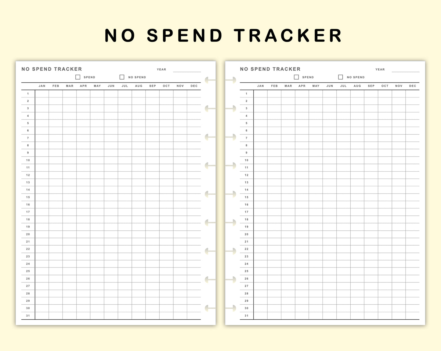 Classic HP Inserts - No Spend Tracker