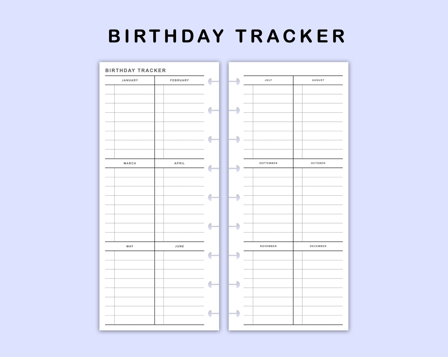 Skinny Classic HP Inserts - Birthday Tracker