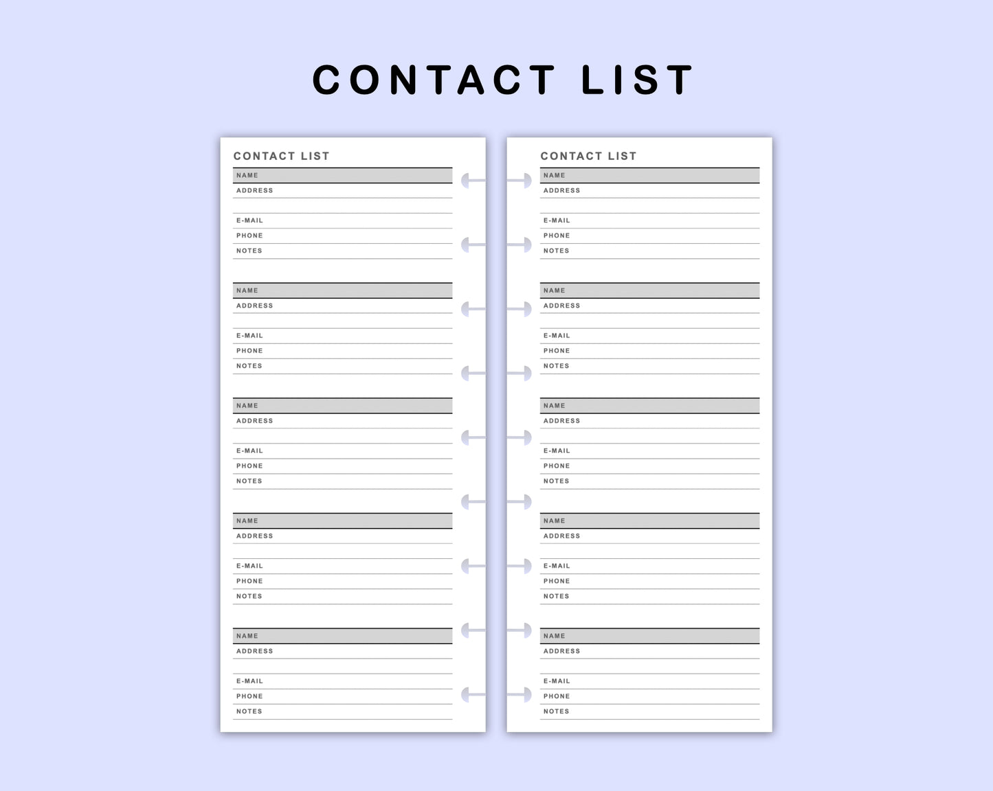 Skinny Classic HP Inserts - Contact List