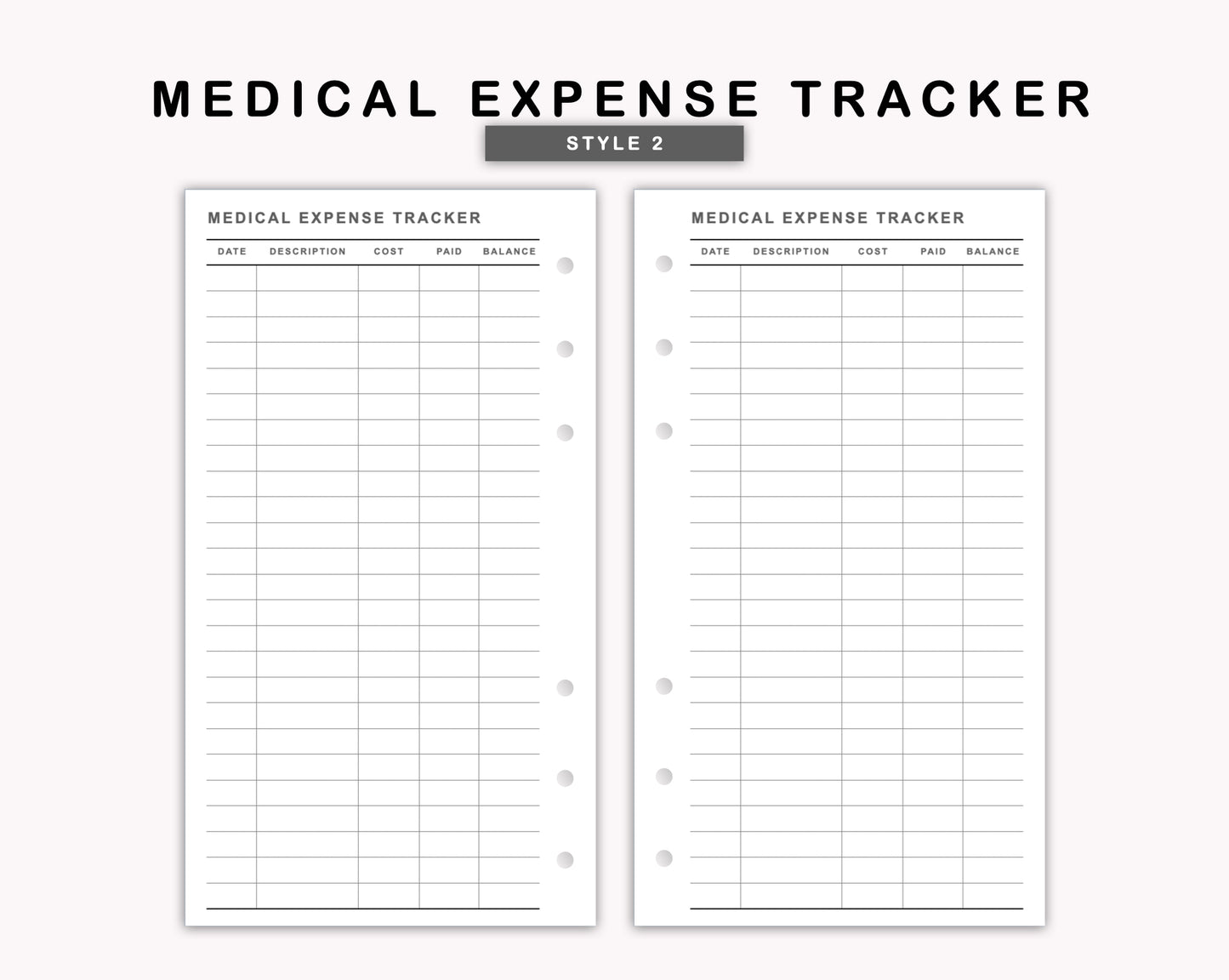 Personal Inserts - Medical Expense Tracker