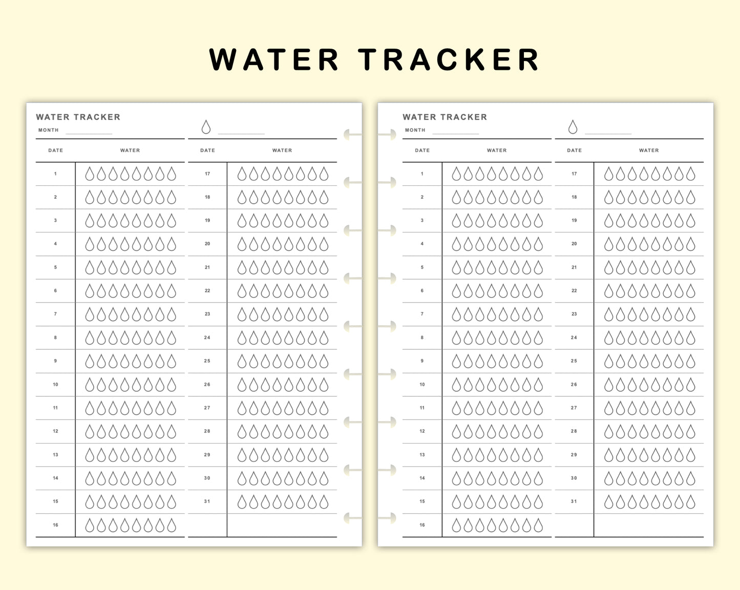 Classic HP Inserts - Water Tracker