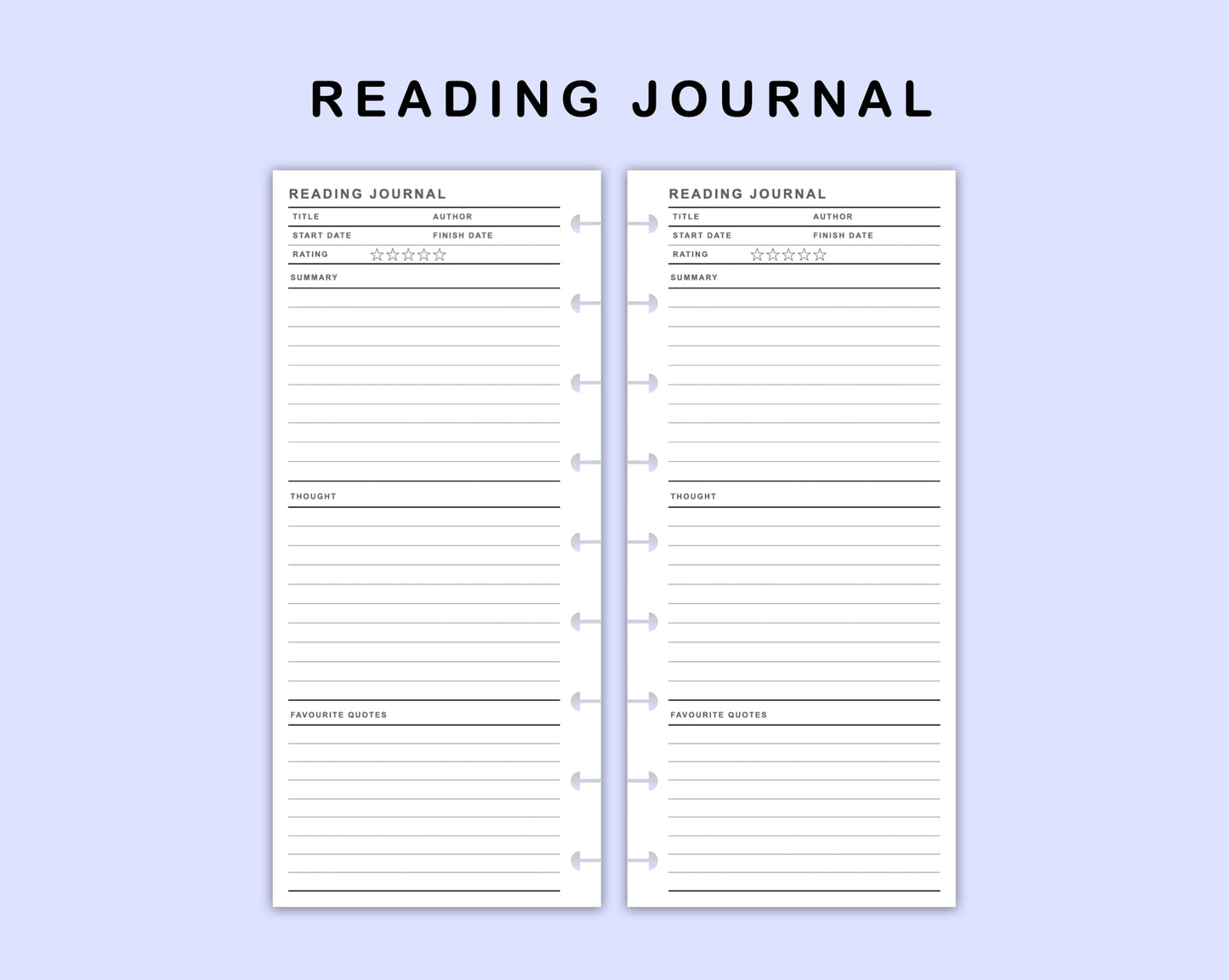 Skinny Classic HP Inserts - Reading Journal