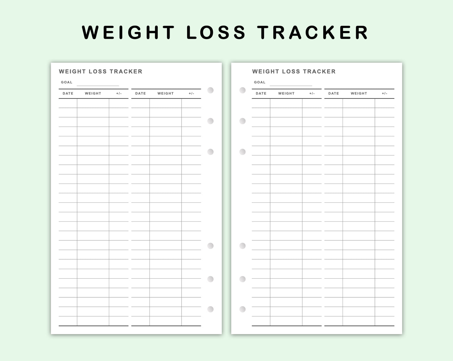 FC Compact Inserts - Weight Loss Tracker