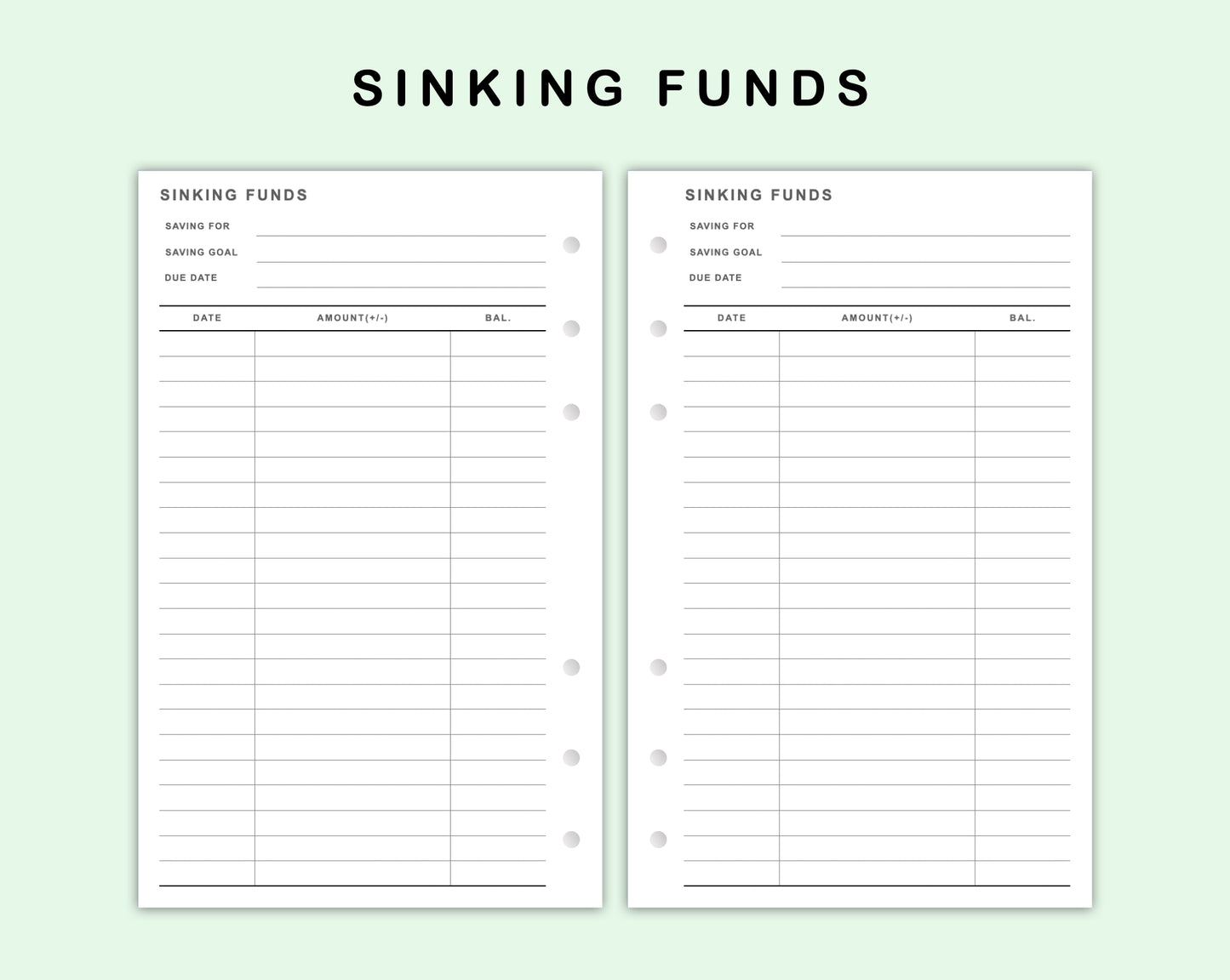 FC Compact Inserts - Sinking Funds
