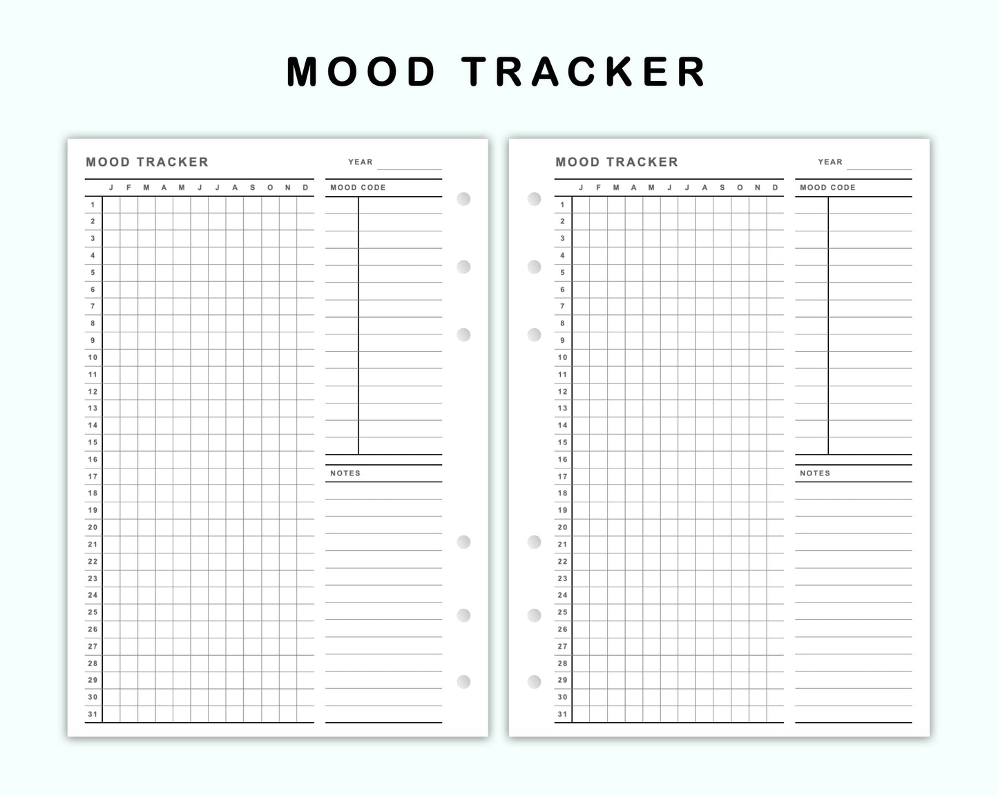 Personal Wide Inserts - Mood Tracker