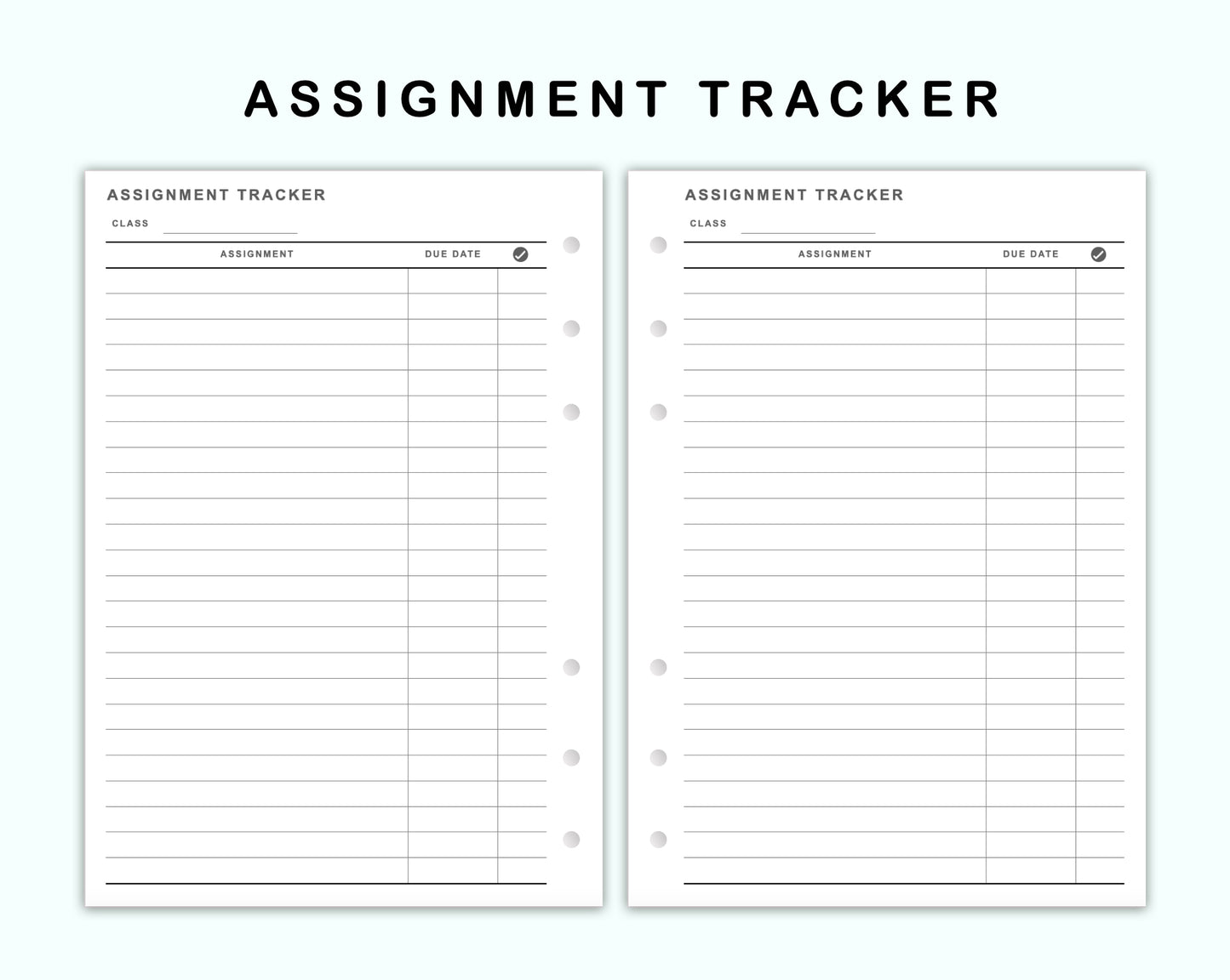 Personal Wide Inserts - Assignment Tracker
