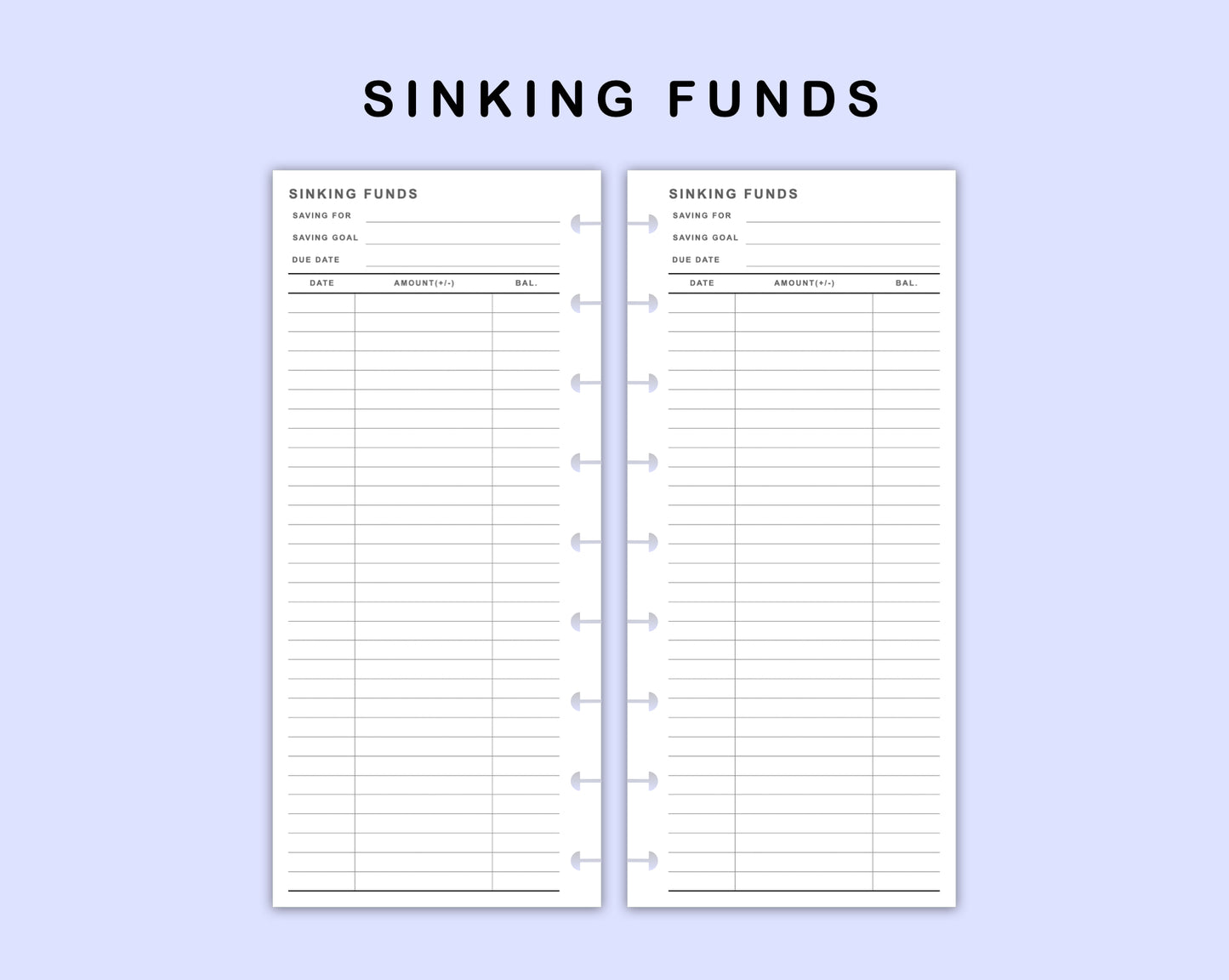 Skinny Classic HP Inserts - Sinking Funds
