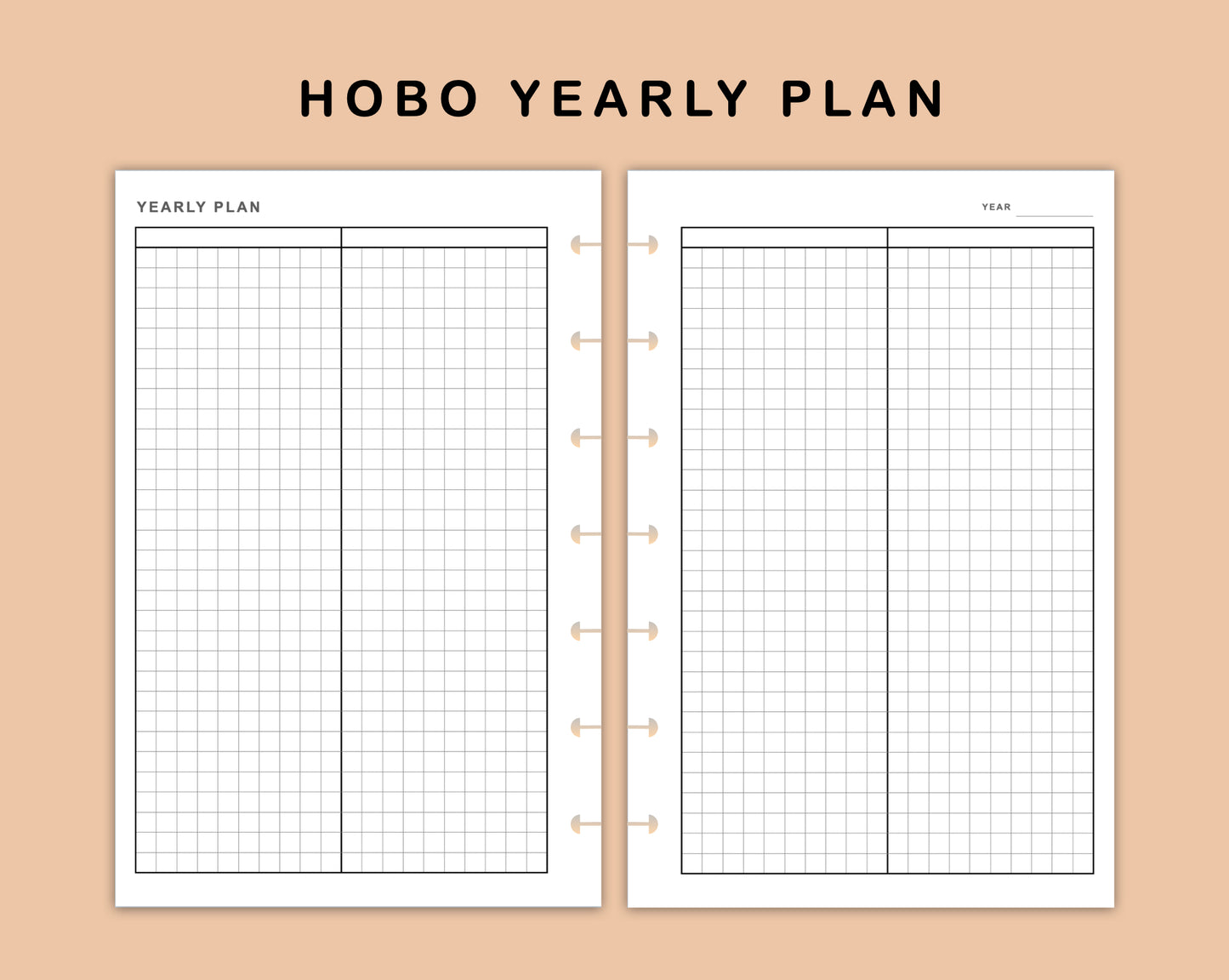 Mini Happy Planner Inserts - Yearly Plan - Hobonichi