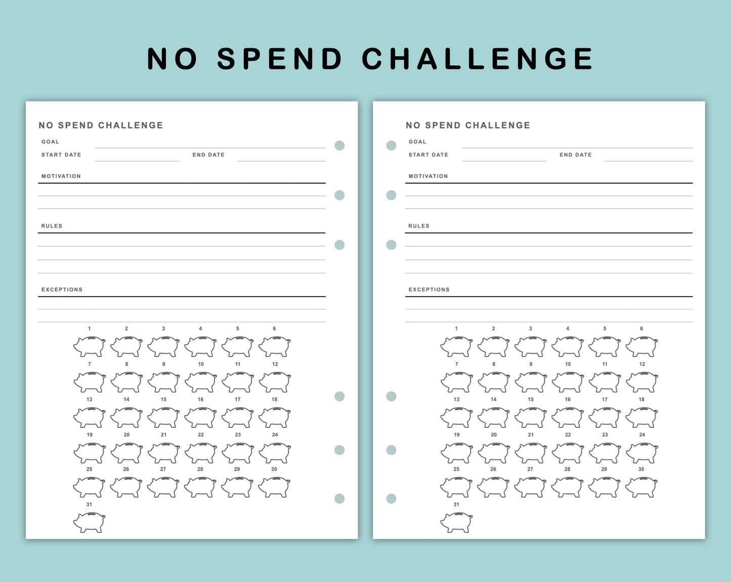 B6 Wide Inserts - No Spend Challenge