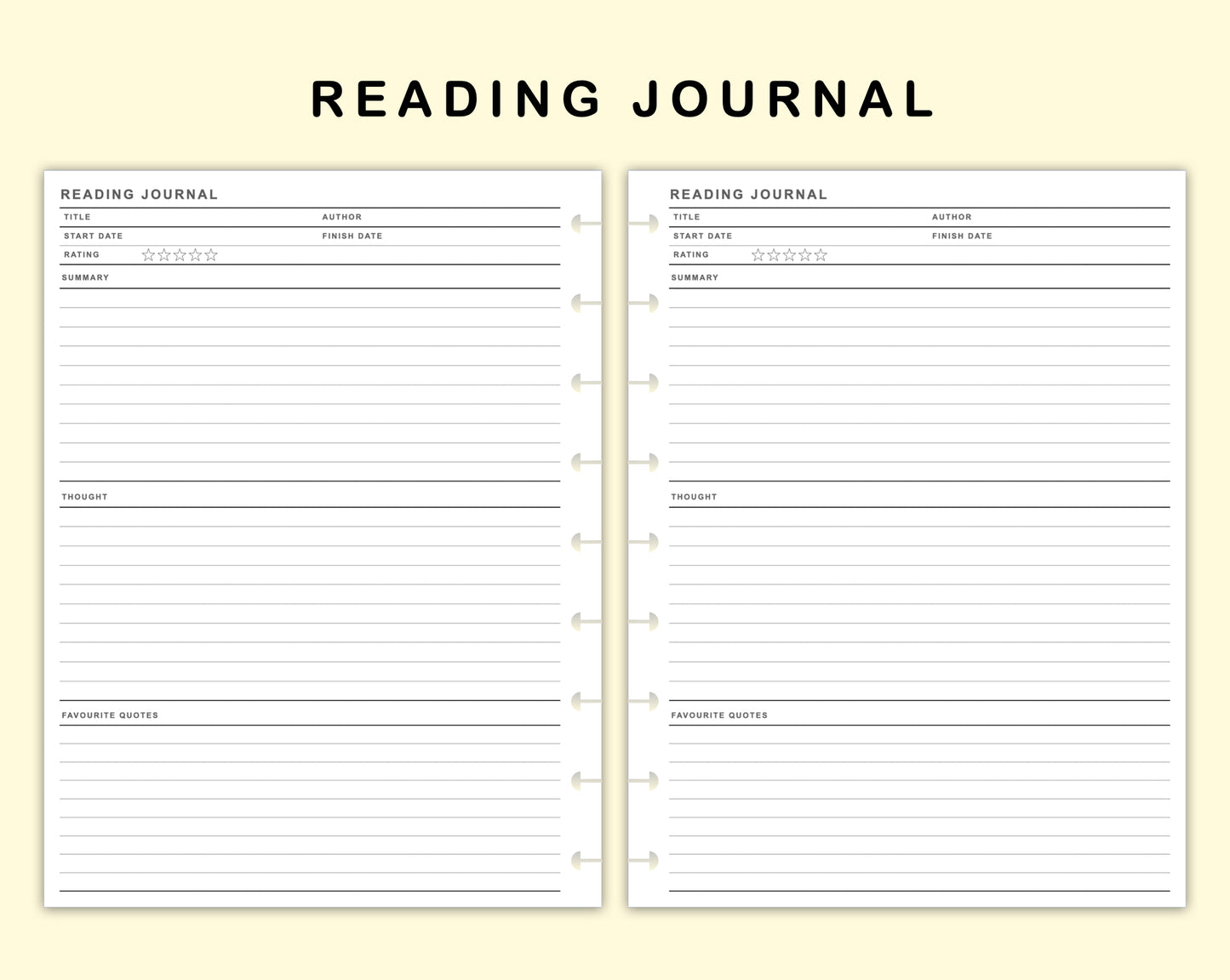 Classic HP Inserts - Reading Journal