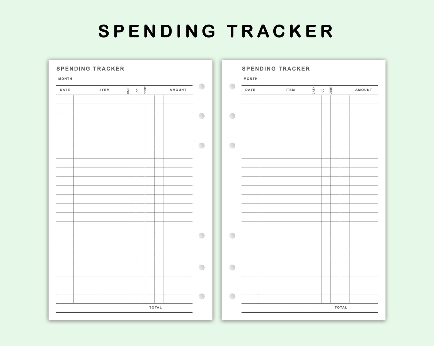 FC Compact Inserts - Spending Tracker