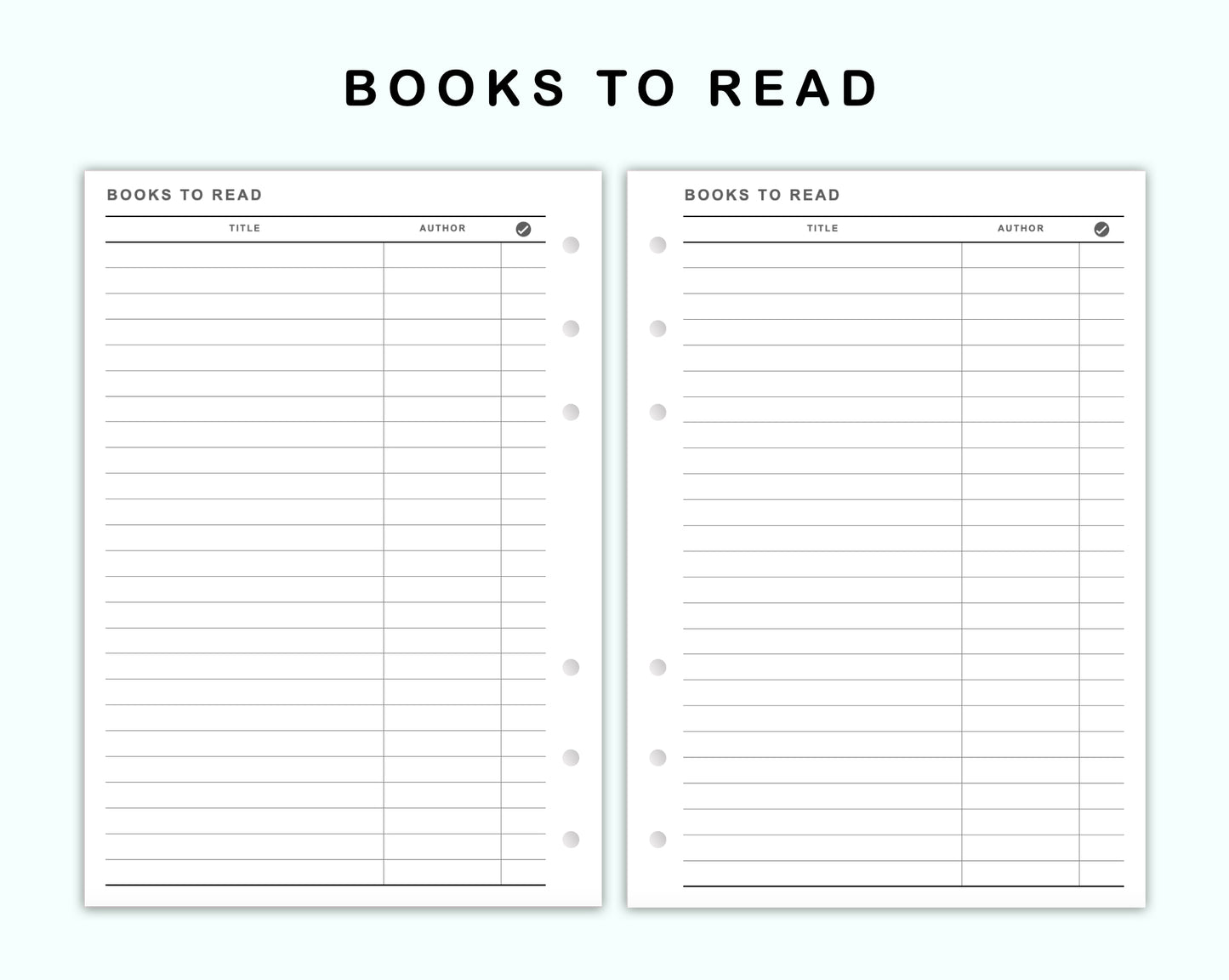 Personal Wide Inserts - Books to read