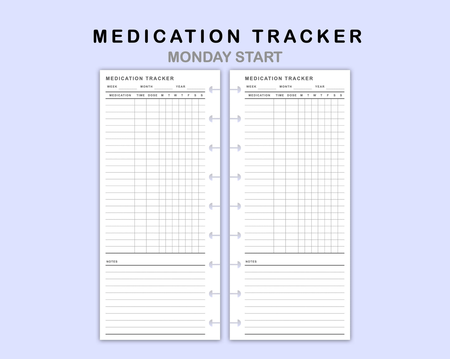 Skinny Classic HP Inserts - Medication Tracker